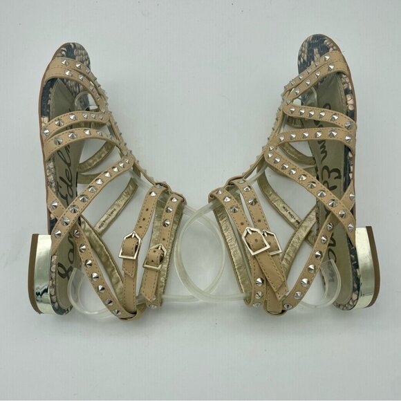 Sam Edelman  Demi Studded Nude Leather Sandals, Sz 6 - Picture 8 of 12